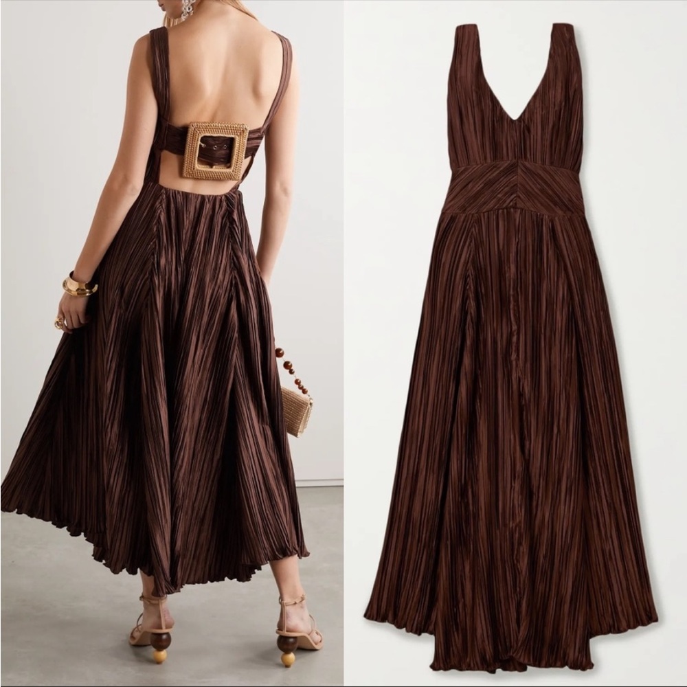 cult gaia Brown Pleated Maxi Dress